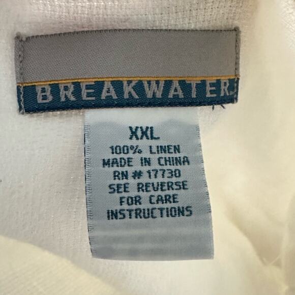 Breakwater Linen Button Up Shirt Off White Size XXL Short Sleeve - Picture 3 of 4
